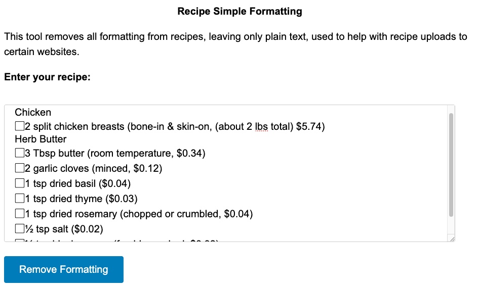 Recipe Remove Formatter Image